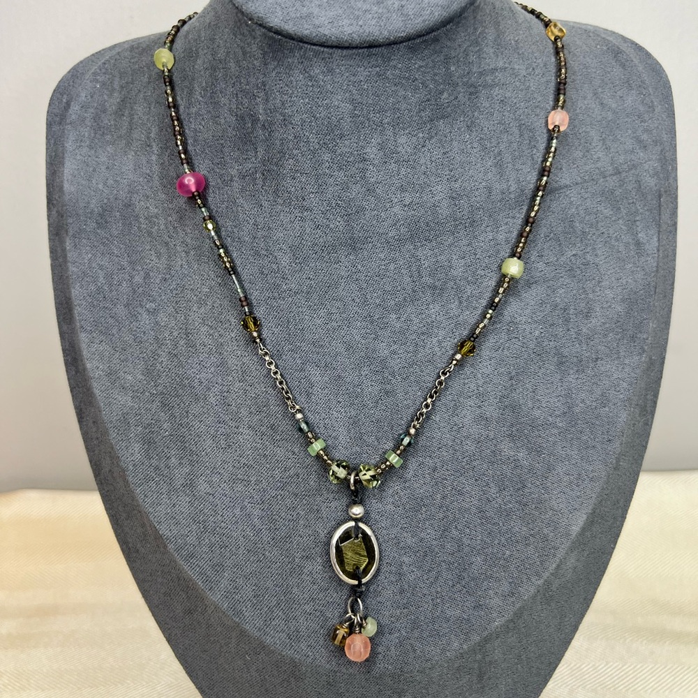 SILPADA Chalcedony Aventurine Glass Multi-Color Beaded Sterling Silver Necklace